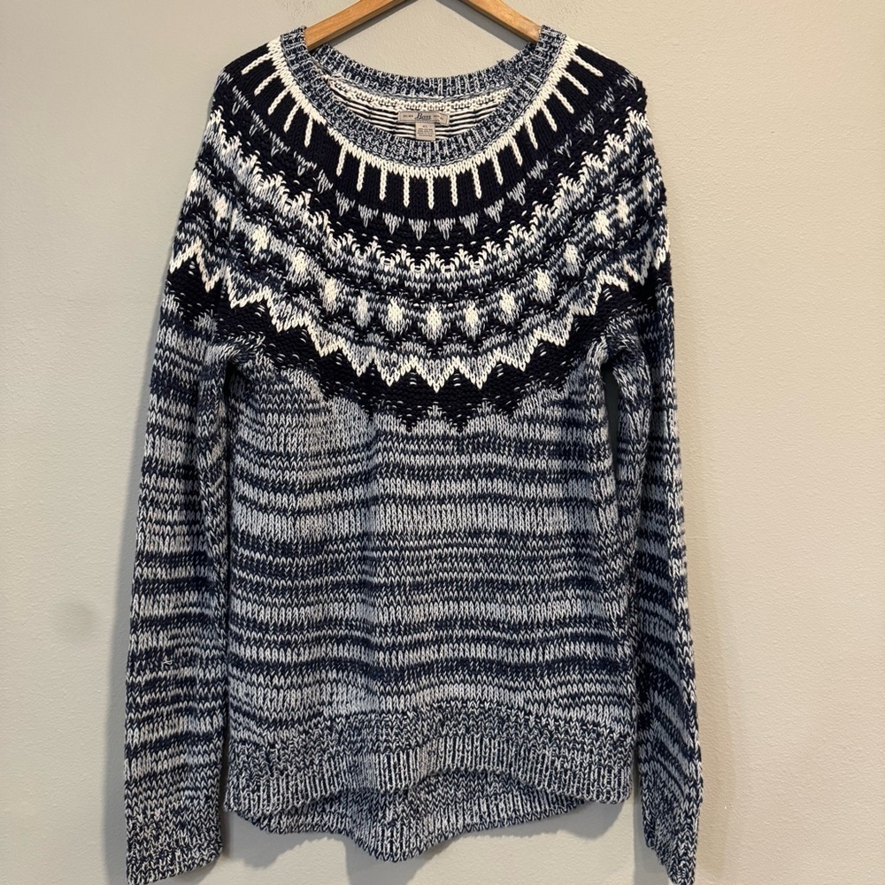 GH Bass Women’s Fair Isle Sweater Nordic Ski Pullover Crew Neck XL